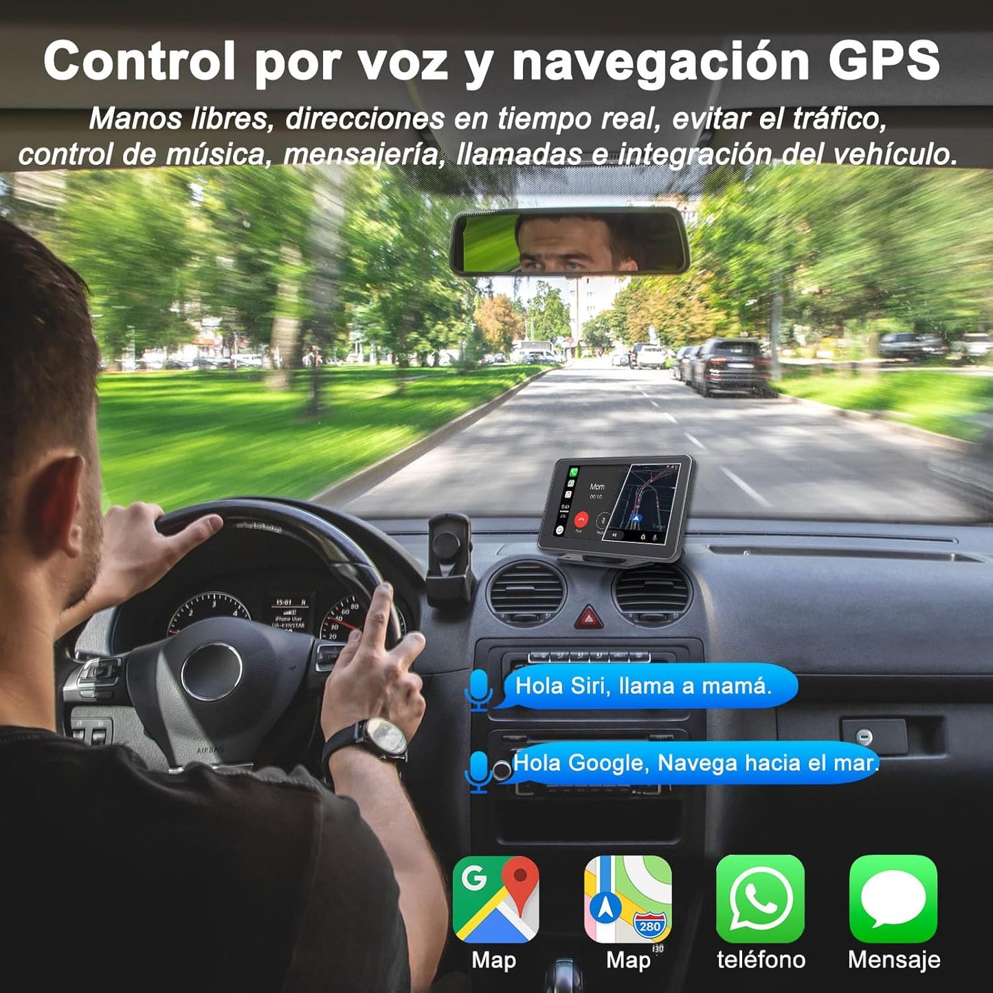 Carplay sem fios Android Auto, ecrã táctil IPS para carro com BT