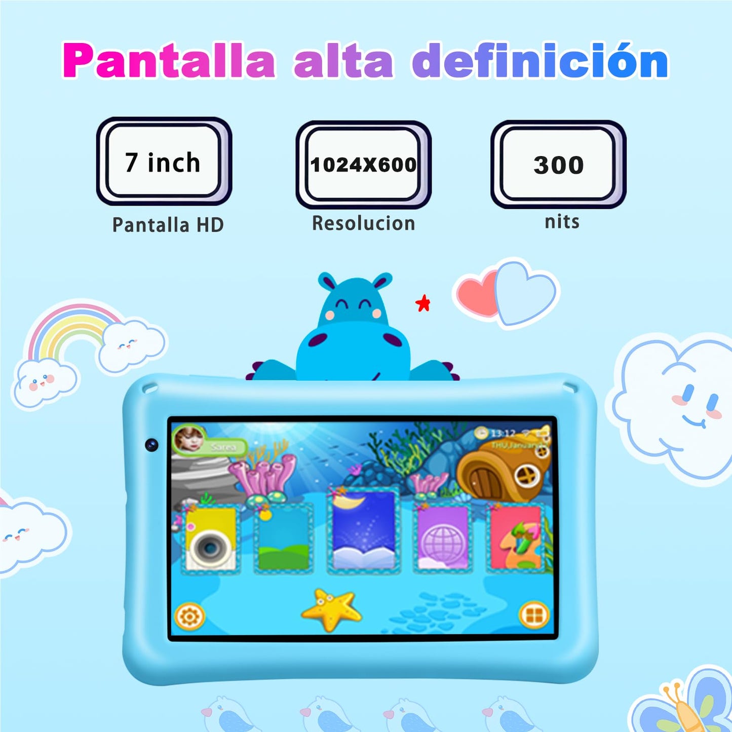 Tablet para crianças de 7 polegadas 8 GB RAM