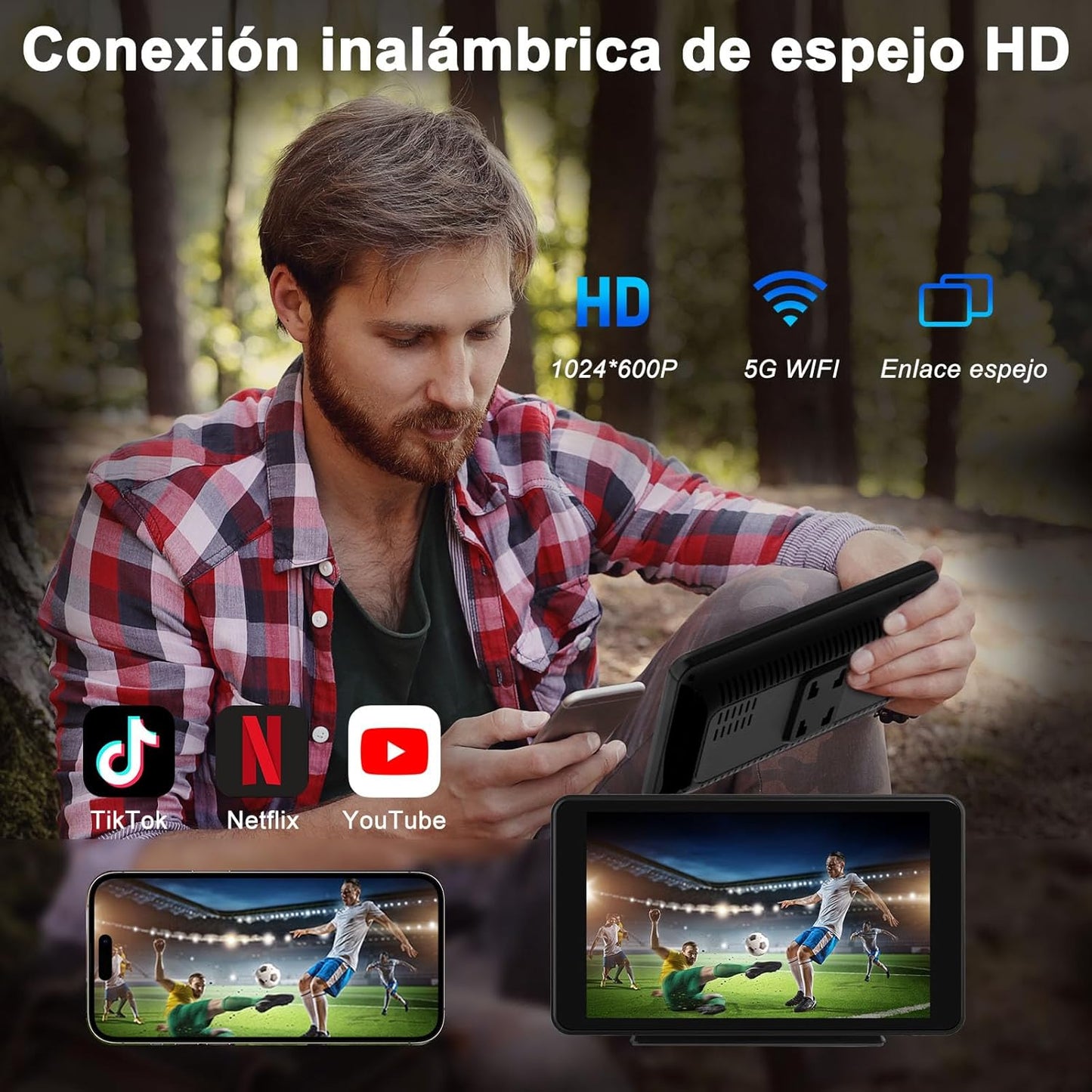 Carplay sem fios Android Auto, ecrã táctil IPS para carro com BT