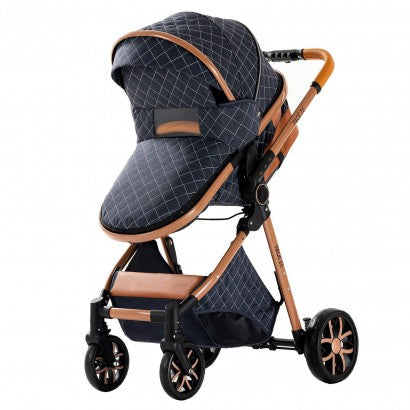 Carrinho Trio 3 em 1 – Azul/Dourado Luxury