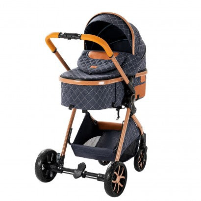 Carrinho Trio 3 em 1 – Azul/Dourado Luxury