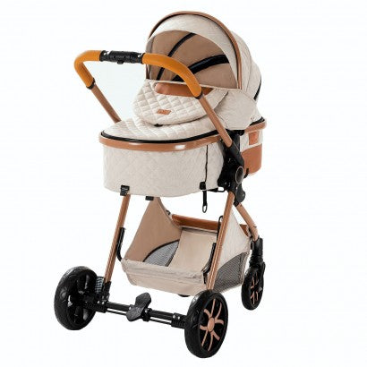 Carrinho Trio 3 em 1 – LUX Branco/Dourado