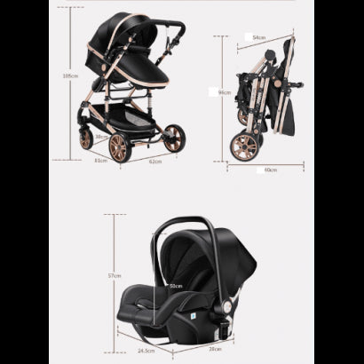 Carrinho de bebé Trio Preto / Dourado