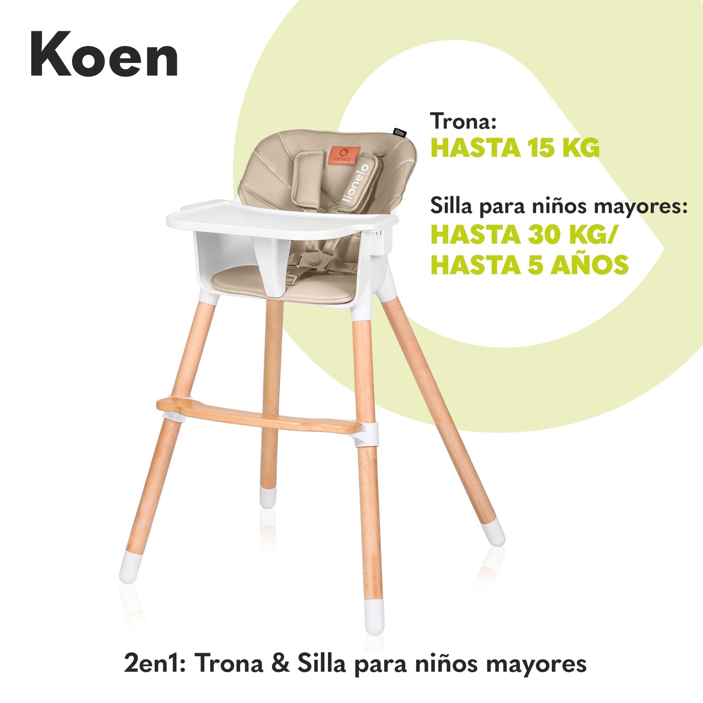 Cadeira dobrável Koen, cadeiras altas para bebés 2 em 1, antiderrapante, 6 a 36 meses