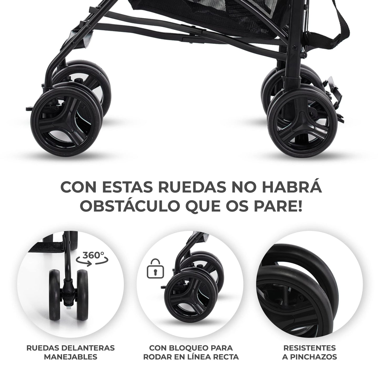 Carrinho de bebé com posição reclinada e deitada