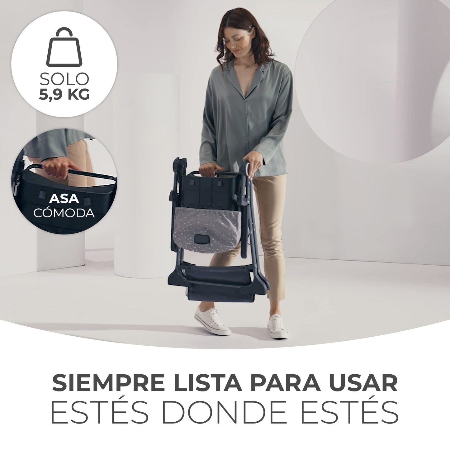 Cadeira alta para bebé, ergonómica, confortável, reclinável, dobrável