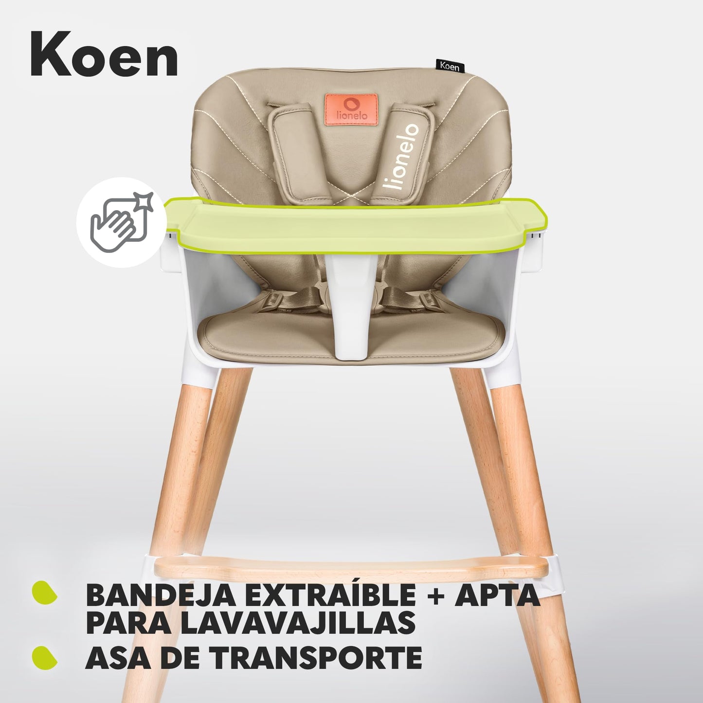 Cadeira dobrável Koen, cadeiras altas para bebés 2 em 1, antiderrapante, 6 a 36 meses