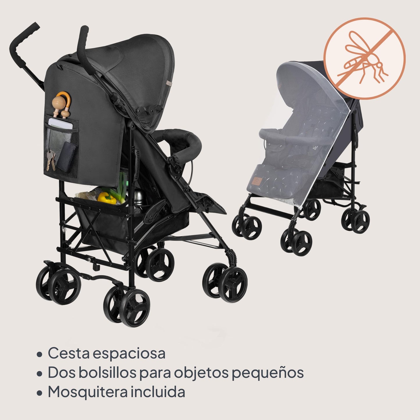 Carrinho de passeio leve para bebés de 6 a 36 meses