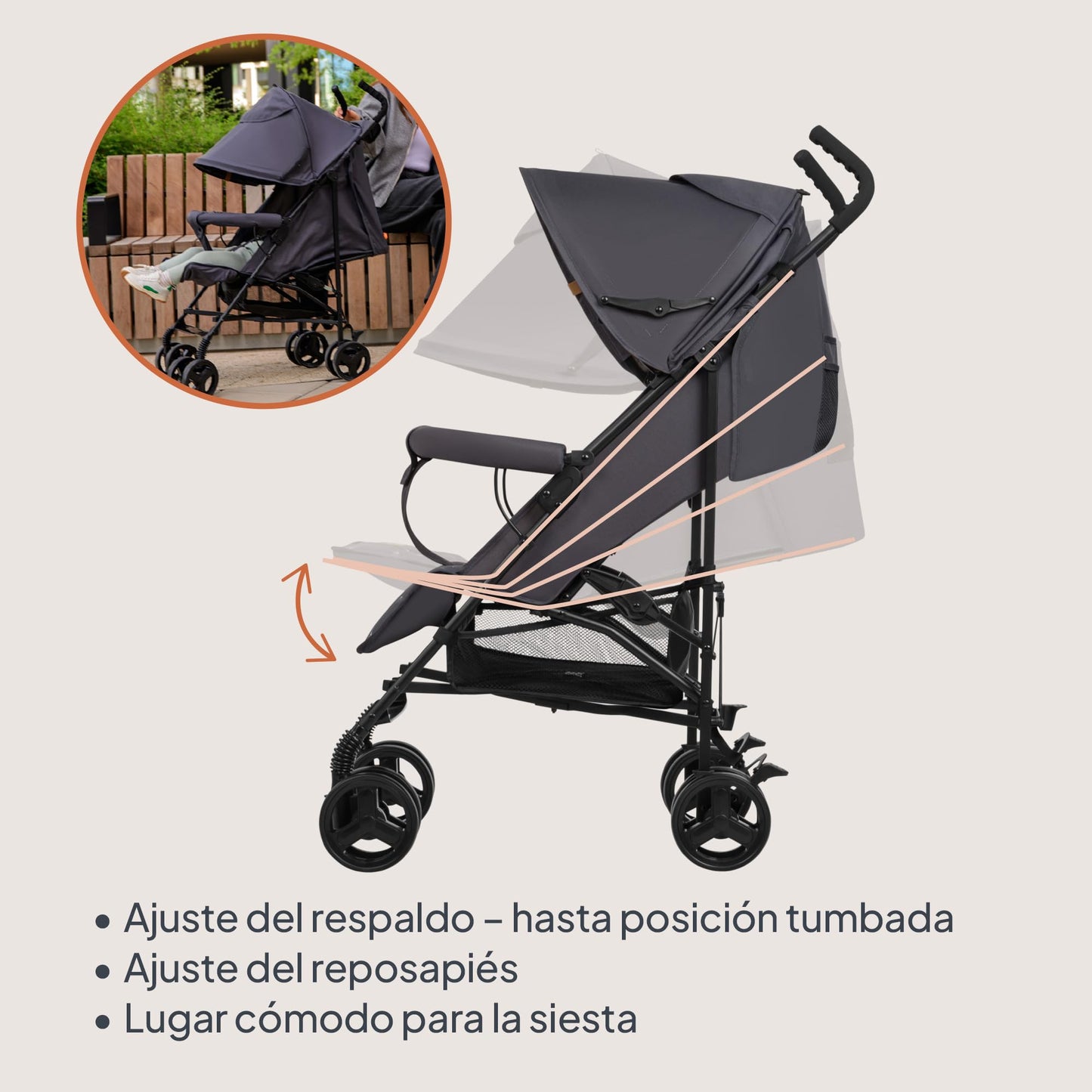 Carrinho de passeio leve para bebés de 6 a 36 meses