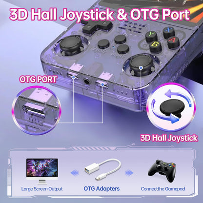 Consola de jogos portátil retro, ecrã IPS de 3,5 polegadas