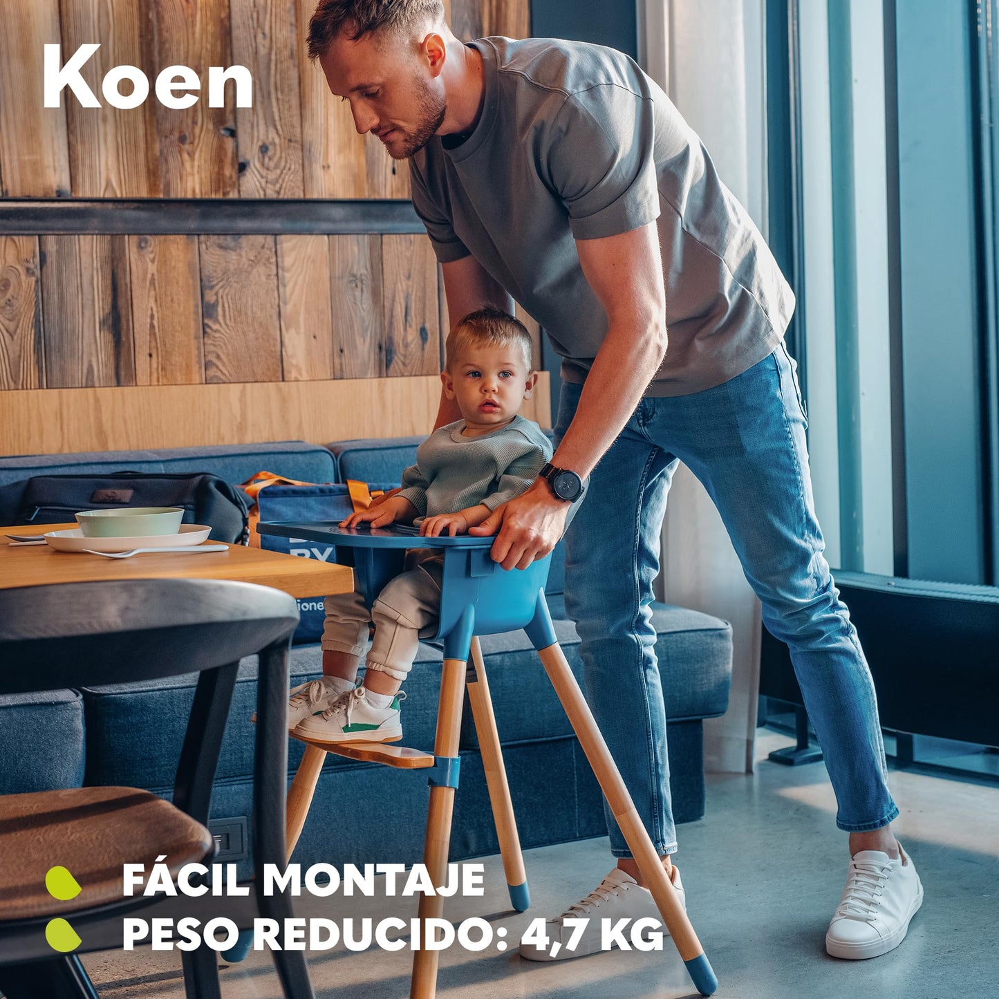 Cadeira dobrável Koen, cadeiras altas para bebés 2 em 1, antiderrapante, 6 a 36 meses