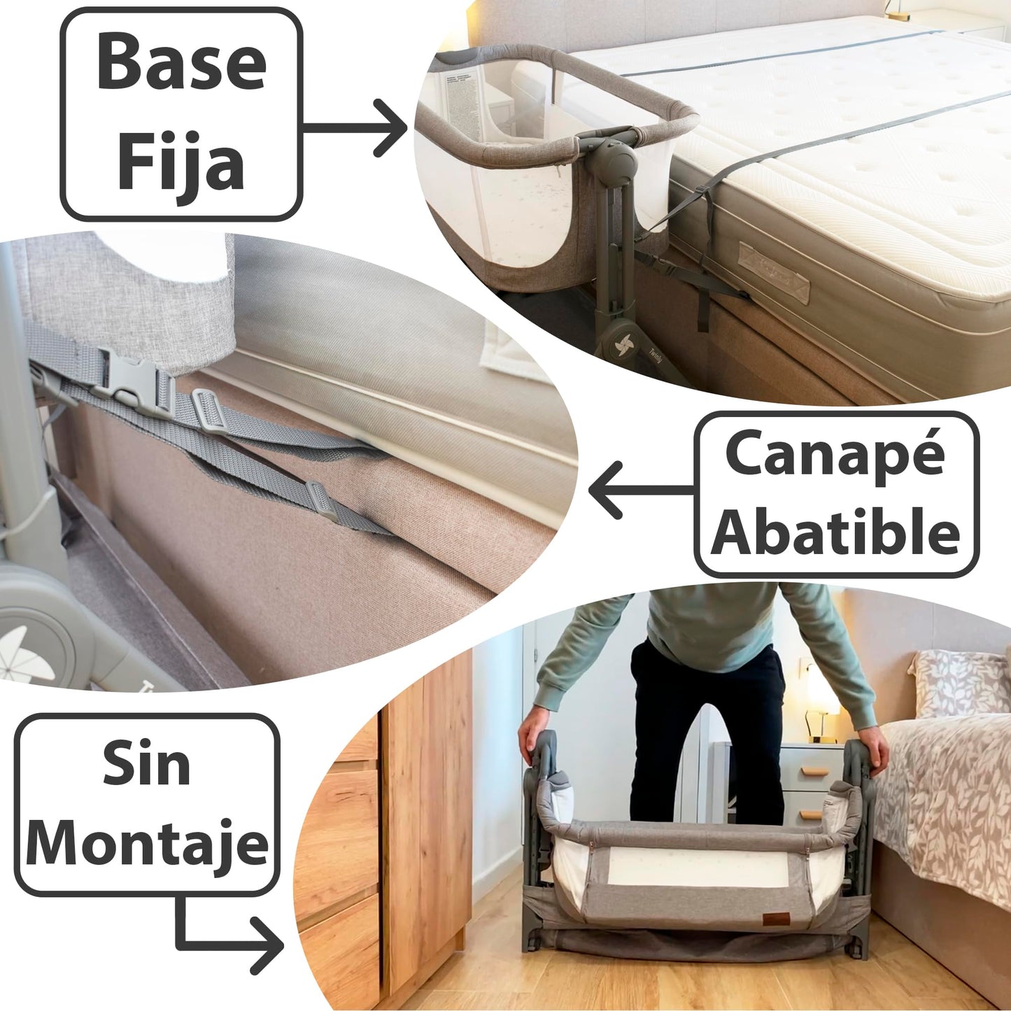 Mini berço com rodas, dobrável rápido, altura ajustável 5 níveis, berço de viagem