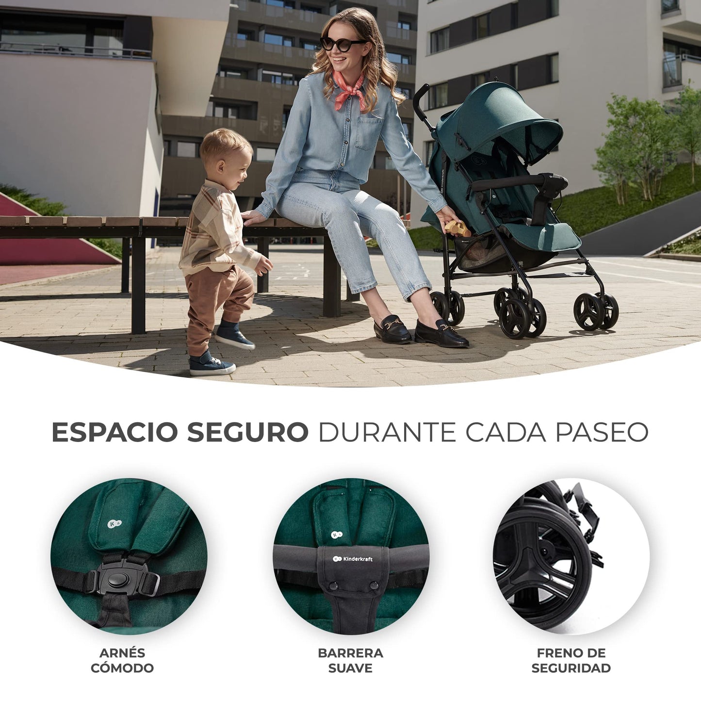 Carrinho de bebé com posição reclinada e deitada