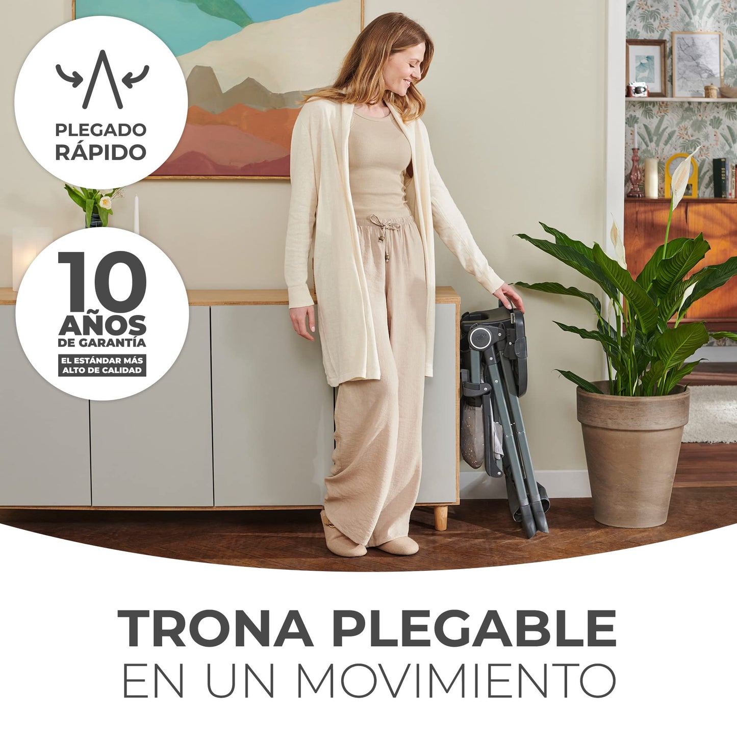 Cadeira alta para bebé, ergonómica, confortável, reclinável, dobrável