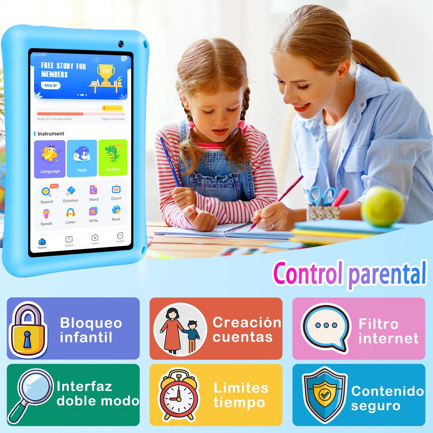 Tablet para crianças de 7 polegadas 8 GB RAM
