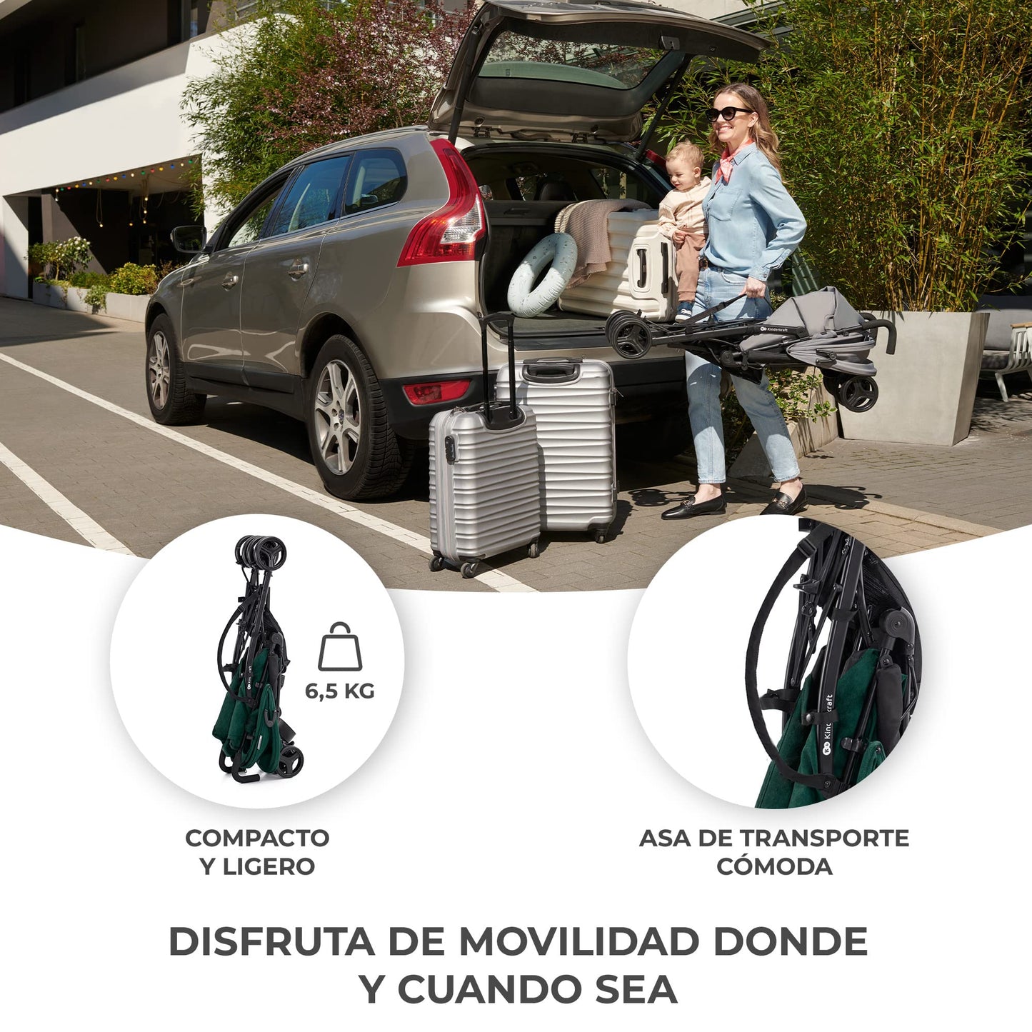 Carrinho de bebé com posição reclinada e deitada