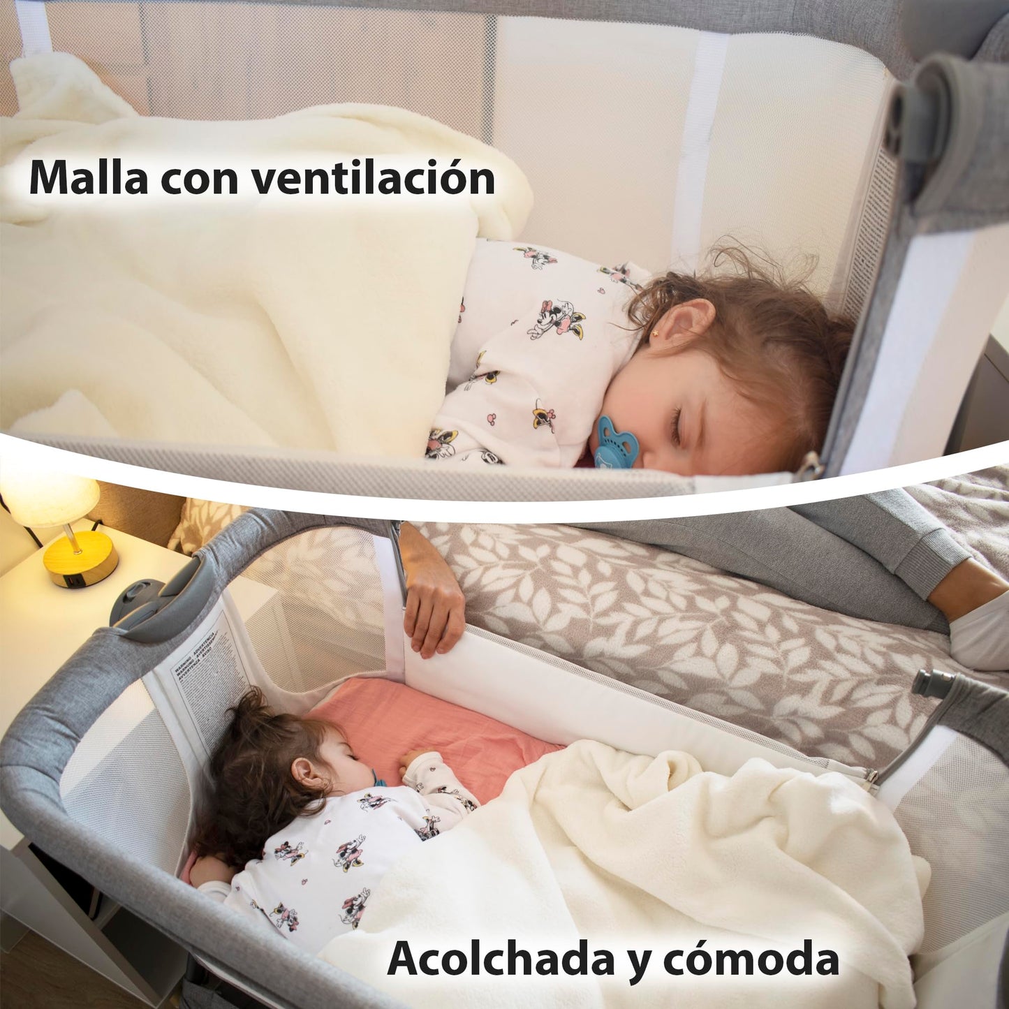 Mini berço com rodas, dobrável rápido, altura ajustável 5 níveis, berço de viagem
