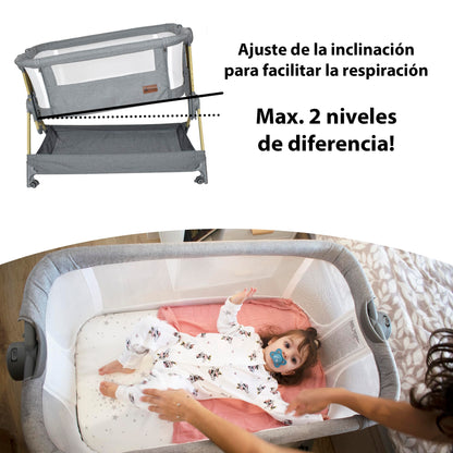 Mini berço com rodas, dobrável rápido, altura ajustável 5 níveis, berço de viagem