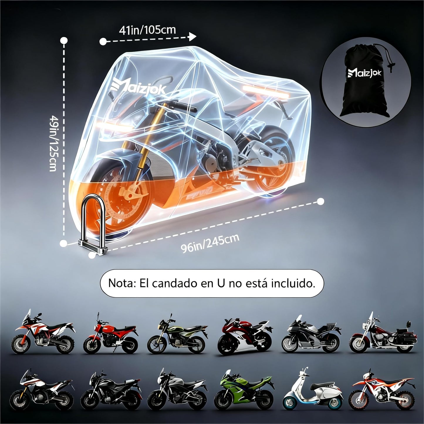 Capa para mota exterior interior 210D poliéster