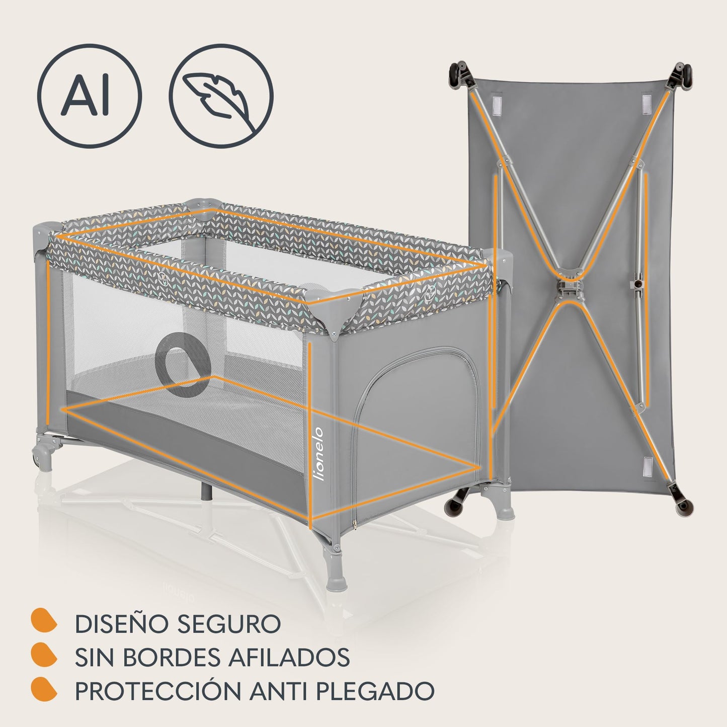 Berço de viagem para bebé abertura lateral
