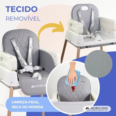 Cadeira alta bebê | Evolucionária | Dobrável | 3 em 1 | Bandeja ajustável | Alças segurança | Viagem | Jogo | Kiara | Mobiclinic
