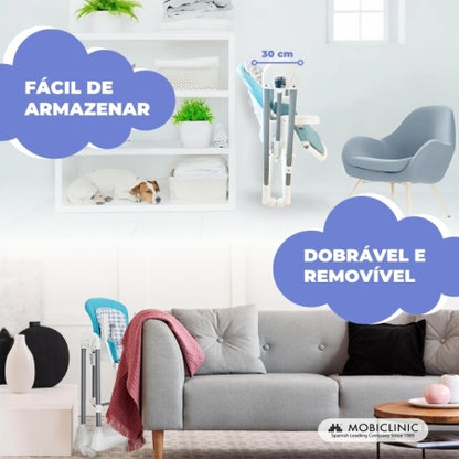 Cadeira alta e baloiço | Dobravel | Rodas e bandeja | Capacidade máx 15kg | 6-36 meses | Ajustável | Azul | Nala | Mobiclinic