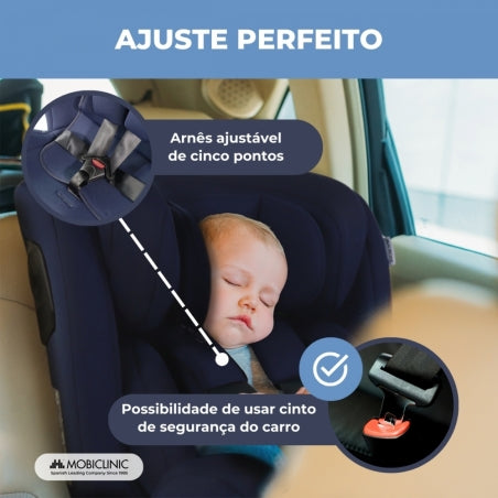 Cadeira auto | giratória 360º | Reclinável | 40-150 cm | 0-12 anos | Top Tether | Ajustável | Azul | Pandafix | Mobiclinic