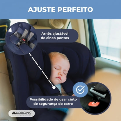 Cadeira auto | giratória 360º | Reclinável | 40-150 cm | 0-12 anos | Top Tether | Ajustável | Azul | Pandafix | Mobiclinic