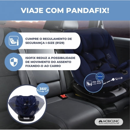 Cadeira auto | giratória 360º | Reclinável | 40-150 cm | 0-12 anos | Top Tether | Ajustável | Azul | Pandafix | Mobiclinic