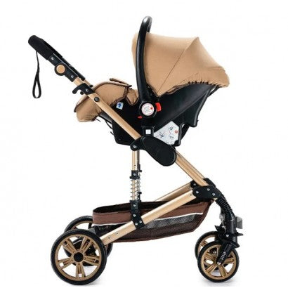Carrinho de bebê Trio Castanho / Dourado