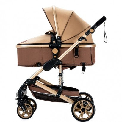 Carrinho de bebê Trio Castanho / Dourado