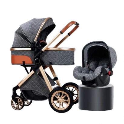 Carrinho de bebé 3 em 1 Trio Combo cor Cinzento/Dourado Lux