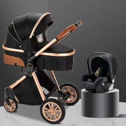 Carrinho de Bebé 3 em 1 Trio Preto/Dourado Lux