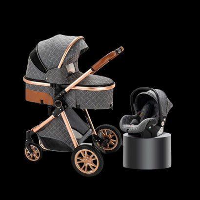 Carrinho de Bebé 3 em 1 Trio Lux Cinzento/Dourado
