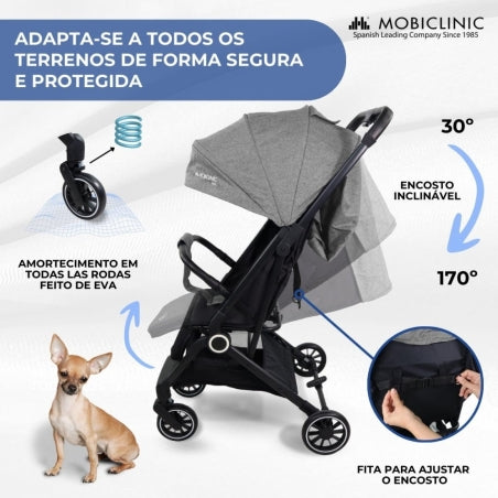 Carrinho de bebê |Compacto |Dobrável |Alavanca única |Para viajar |Apoio para pés ajustável |Max. 15kg |Cinza |Trip | Mobiclinic