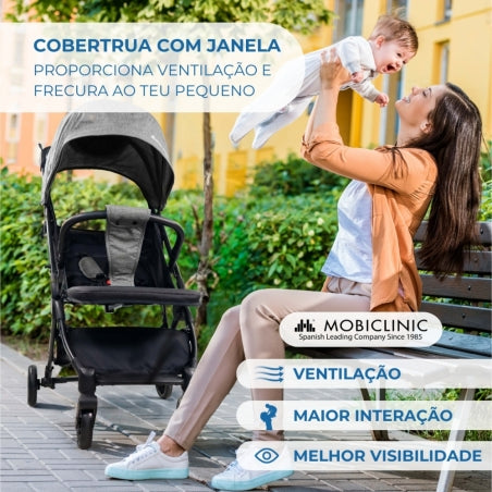 Carrinho de bebê |Compacto |Dobrável |Alavanca única |Para viajar |Apoio para pés ajustável |Max. 15kg |Cinza |Trip | Mobiclinic