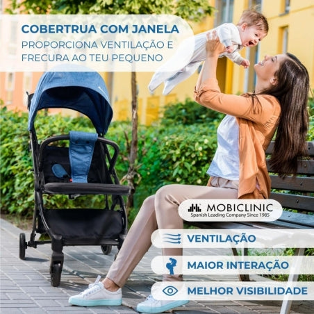 Carrinho de bebê |Compacto |Dobrável |Alavanca única |Para viajar |Apoio para pés ajustável |Max. 22kg |Azul |Trip | Mobiclinic