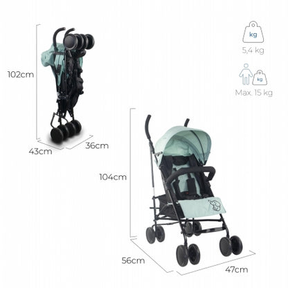 Carrinho de passeio dobrável | Encosto reclinável | Máx. 15 kg | Duplo de segurança | Rodas amovíveis | Elefant | Mobiclinic