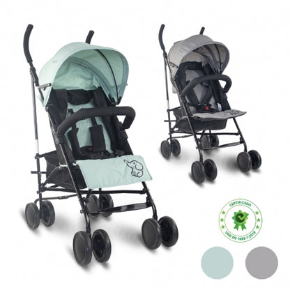 Carrinho de passeio dobrável | Encosto reclinável | Sistema duplo de segurança | Rodas amovíveis | Elefant | Mobiclinic