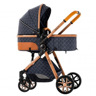 Carrinho Trio 3 em 1 – Azul/Dourado Luxury
