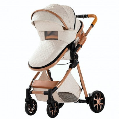 Carrinho Trio 3 em 1 – LUX Branco/Dourado