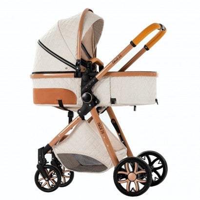 Carrinho Trio 3 em 1 – LUX Branco/Dourado
