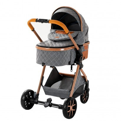 Carrinho Trio 3 em 1 – LUX Cinzento/Dourado