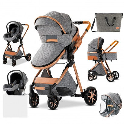 Carrinho Trio 3 em 1 – LUX Cinzento/Dourado