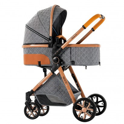 Carrinho Trio 3 em 1 – LUX Cinzento/Dourado