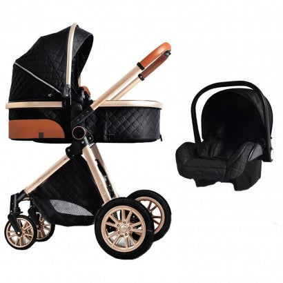 Carrinho Trio 3 em 1 – Luxury Preto/Dourado