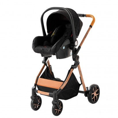 Carrinho Trio 3 em 1 – Luxury Preto/Dourado