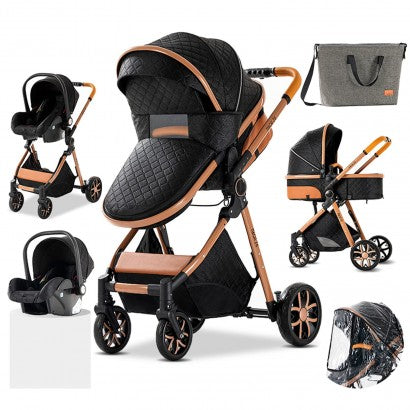 Carrinho Trio 3 em 1 – Luxury Preto/Dourado