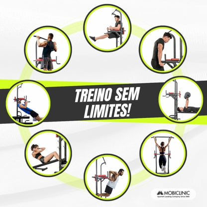 Estação de musculação | 9 em 1 |Capacidade máxima 250kg |Altura ajustável | Antiderrapante| Dobrável | DOMIFIT | Mobiclinic