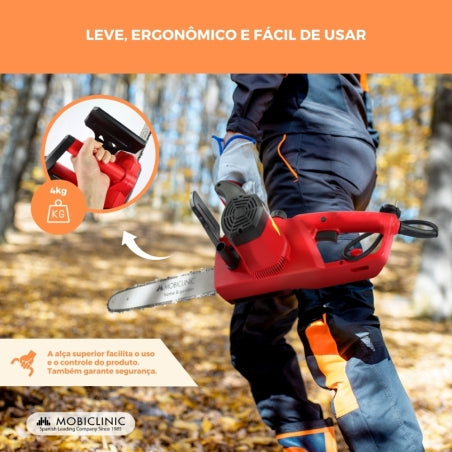 Motosserra elétrica plug-in | 1800W | Com cabo | 7500RPM | Vermelho | Corrente de corte de precisão | Timberpro | Mobiclinic